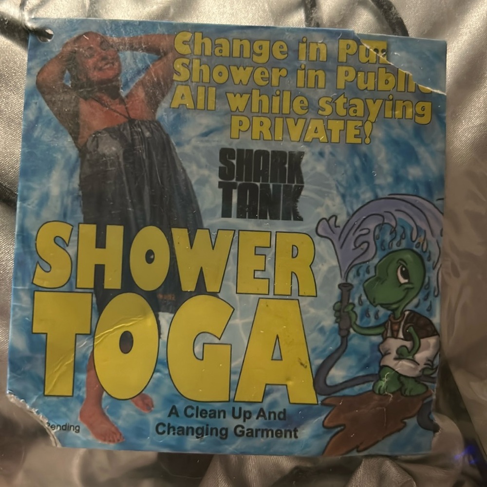 As seen on Shark Tank!  Shower toga!